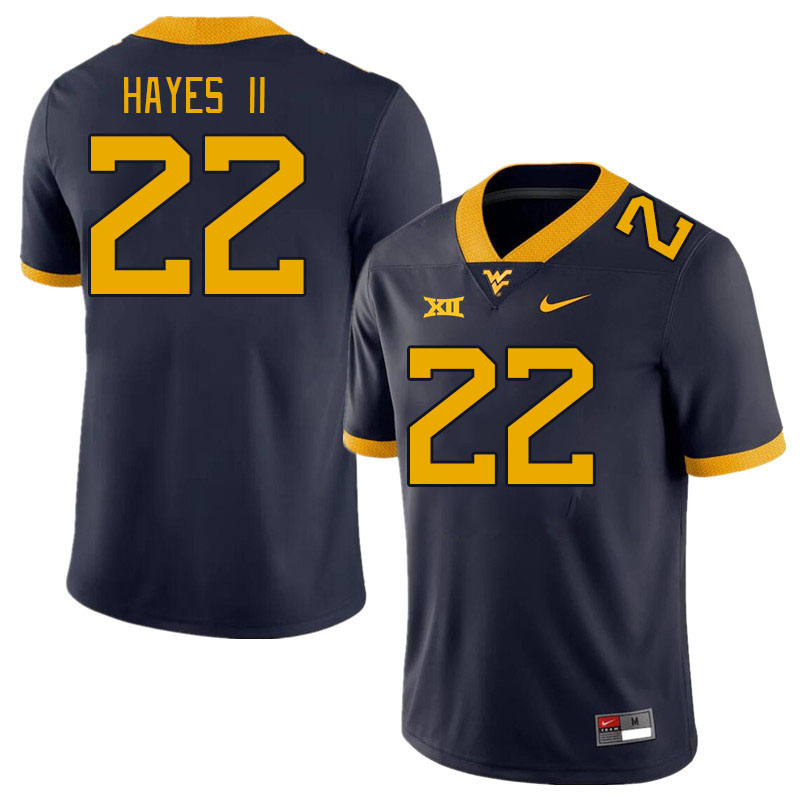 Men #22 Michael Hayes II West Virginia Mountaineers College Football Jerseys Stitched Sale-Navy